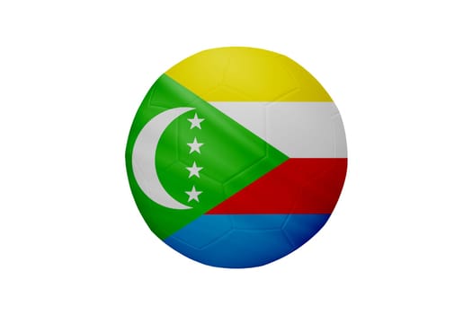 Football in the colors of the Comoros flag isolated on white background. In a conceptual championship image supporting Comoros.