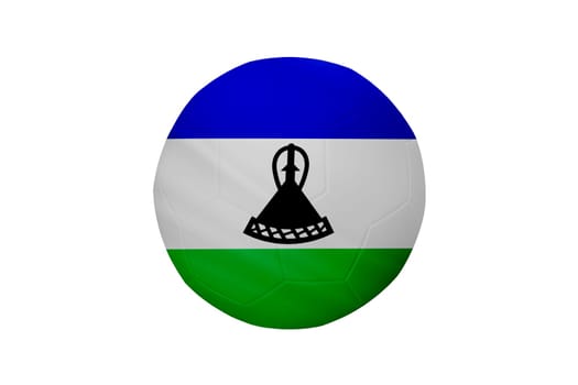 Football in the colors of the Lesotho flag isolated on white background. In a conceptual championship image supporting Lesotho.