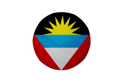 Football in the colors of the Antigua and Barbuda flag isolated on white background. In a conceptual championship image supporting Antigua and Barbuda.