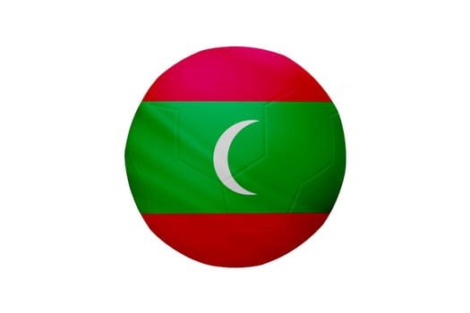 Football in the colors of the Maldives flag isolated on white background. In a conceptual championship image supporting Maldives.