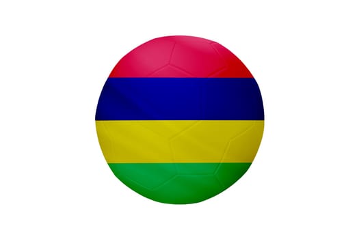 Football in the colors of the Mauritius flag isolated on white background. In a conceptual championship image supporting Mauritius.
