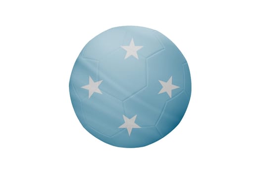 Football in the colors of the Federated States of Micronesia flag isolated on white background. In a conceptual championship image supporting Federated States of Micronesia.