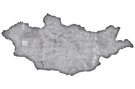 Map of Mongolia on weathered concrete