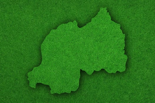 Map of Rwanda on green felt