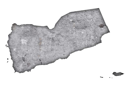 Map of Yemen on weathered concrete