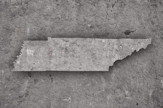 Map of Tennessee on weathered concrete