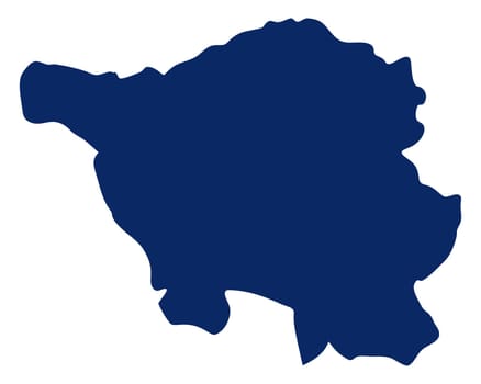 Karte von Saarland in blauer Farbe