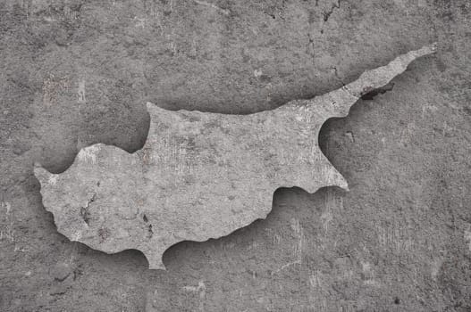 Map of Cyprus  on weathered concrete