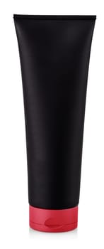 The Black tube bottle of shower gel isolated on white background