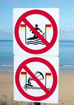warning signs for surfers in ballybunion on the wild atlantic way in ireland