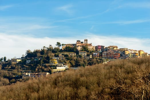 landscape of a little town in tuscany italy