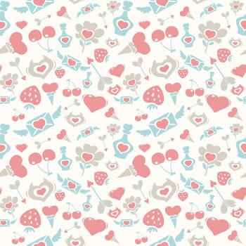 Sweet Pastel Valentine Pattern. Clipping paths included in additional jpg format.
