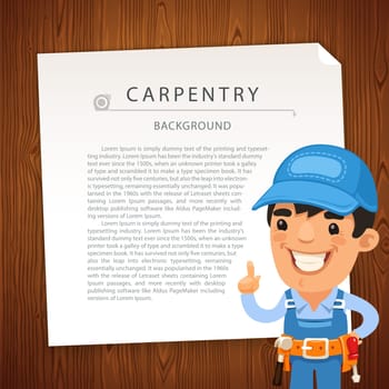 Carpentry Background with Workman. In the EPS file, each element is grouped separately. Clipping paths included in additional jpg format.