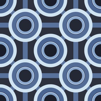 Shades of blue geometric circle pattern with connecting lines.