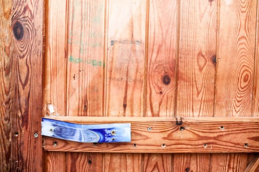 Texture of wooden door. A Particular handle