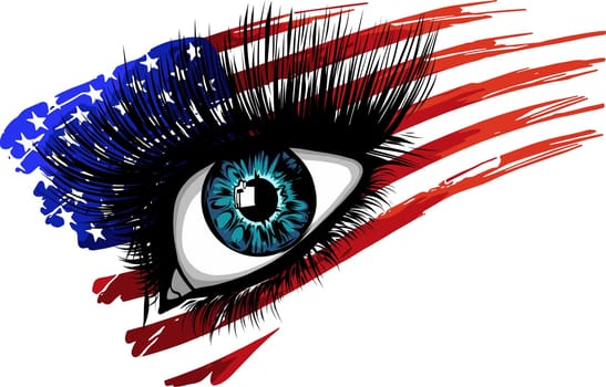 Flags of the USA in beautiful female eye