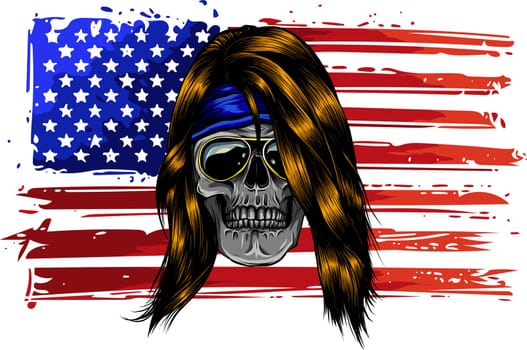 illustartion of skull with american flag