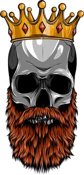 illustration of king skull with beard