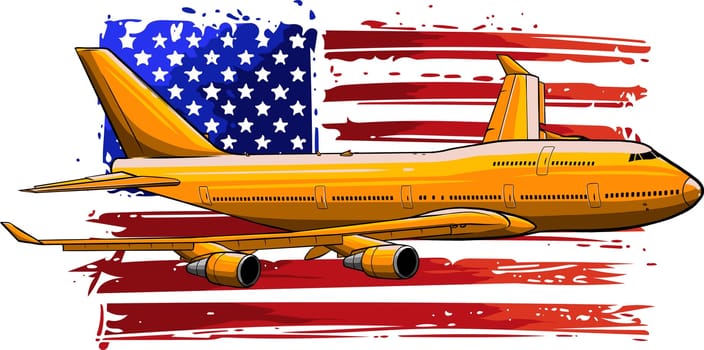 illustration of airplane with american flag