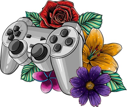 game pad with a flower for gaming vector illustration