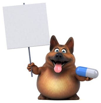 Fun german shepherd dog - 3D Illustration