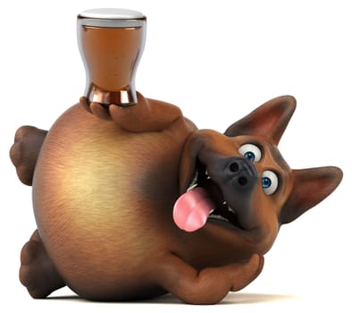 Fun german shepherd dog - 3D Illustration