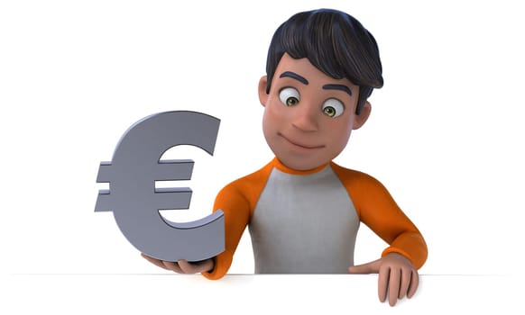 Fun 3D cartoon Asian teenager .