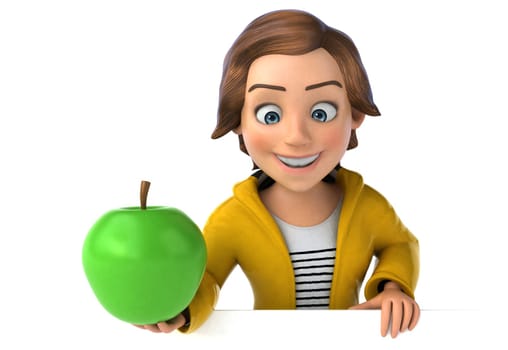 Fun 3D illustration of a cartoon teenage girl