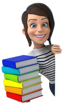 Fun 3D cartoon casual character woman