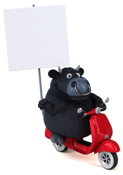 Fun black bull - 3D Illustration