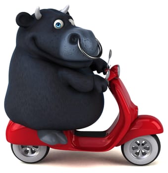 Fun black bull - 3D Illustration