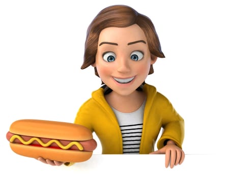 Fun 3D illustration of a cartoon teenage girl