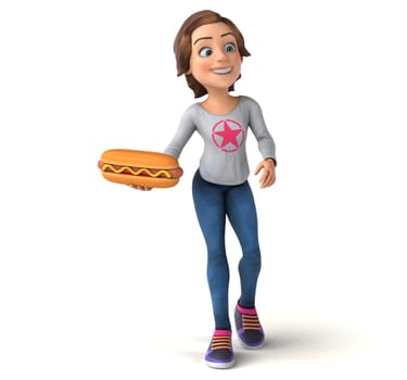 Fun 3D illustration of a cartoon teenage girl