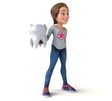 Fun 3D illustration of a cartoon teenage girl