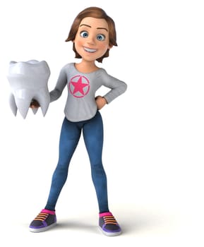 Fun 3D illustration of a cartoon teenage girl