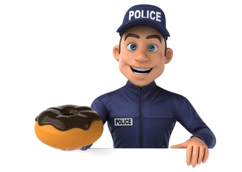 Fun 3D illustration of a cartoon Police Officer