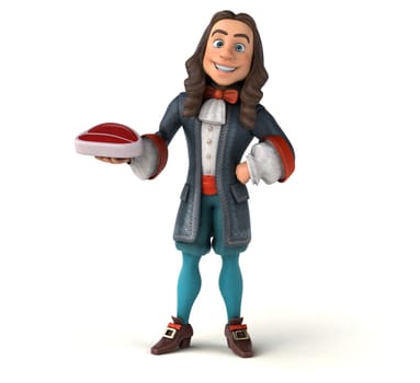 3D Illustration of a cartoon man in historical baroque costume