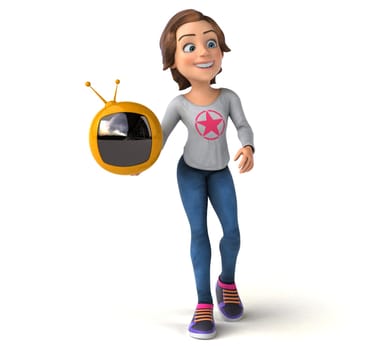 Fun 3D illustration of a cartoon teenage girl