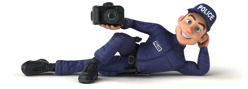 Fun 3D illustration of a cartoon Police Officer