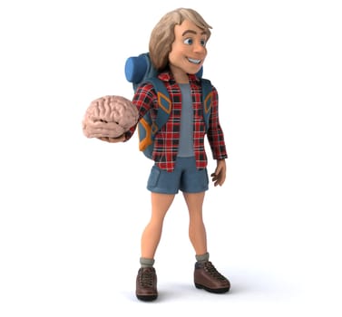 Fun backpacker cartoon guy