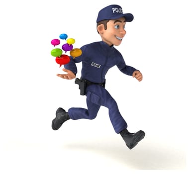 Fun 3D illustration of a cartoon Police Officer