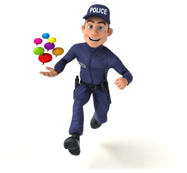 Fun 3D illustration of a cartoon Police Officer