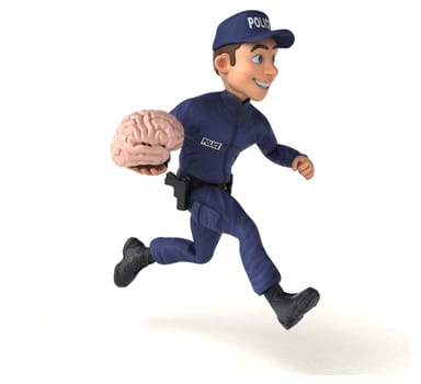 Fun 3D illustration of a cartoon Police Officer