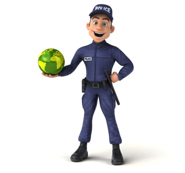 Fun 3D illustration of a cartoon Police Officer