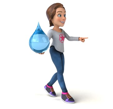 Fun 3D illustration of a cartoon teenage girl