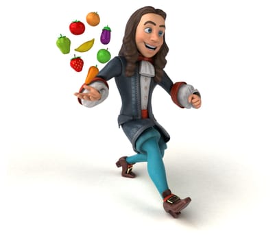 3D Illustration of a cartoon man in historical baroque costume