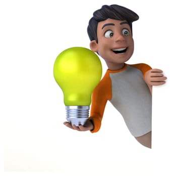 Fun 3D cartoon Asian teenager .