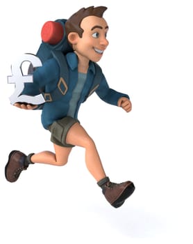 Fun illustration of a 3D cartoon backpacker