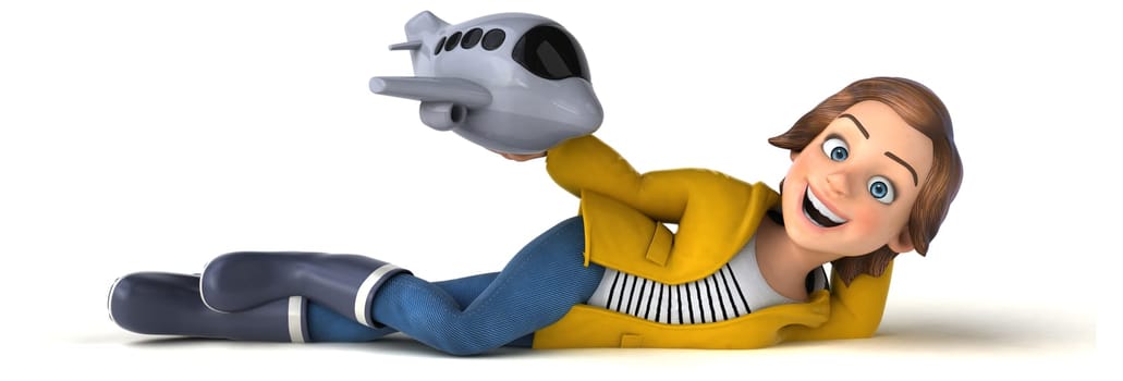 Fun 3D illustration of a cartoon teenage girl
