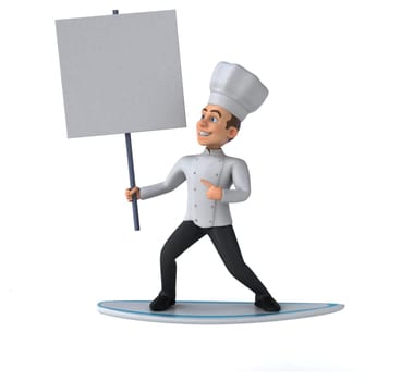 Fun 3D cartoon chef surfing